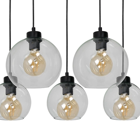 Lampa wisząca SOFIA 5xE27 MLP65900 Transparentny Klosz Kula Milagro Metal + Szkło