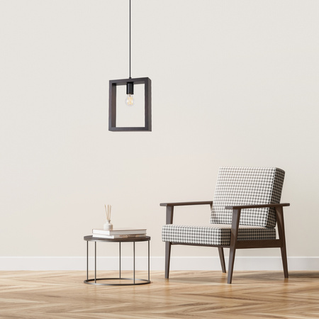 Lampa Sufitowa Wisząca Zwis E27 Żyrandol Kwadratowa Brązowa Skandynawska Aries Sollux