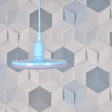 LAMPA wisząca, SUFITOWA KIKI 1xE27 15W BŁĘKIT 3000K GOLDLUX (Polux)