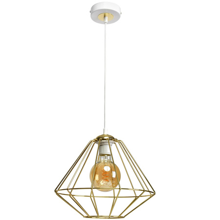 Lampa wisząca LUPO 1xE27 Geometryczny Kształt Loft Biała Złota MLP6266 Milagro Metal