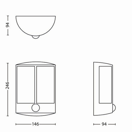 Kinkiet Ogrodowy Lampa Elewacyjna Zewnętrzna LED 6W 600lm 2700K IP44 z Czujnikiem Ruchu i Zmierzchu Antracyt Stock Philips