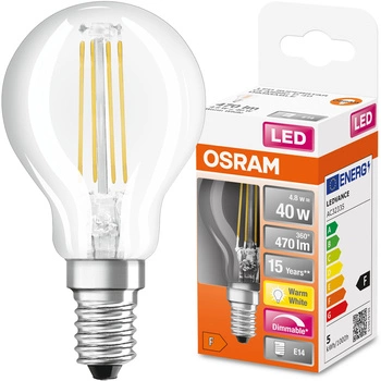 Żarówka LED E14 P45 4,8W = 40W 470lm 2700K Ciepła 320° Filament Ściemnialna OSRAM SUPER STAR