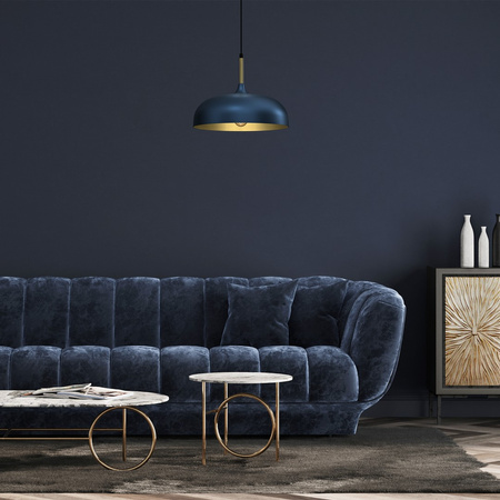 Lampa Wisząca Sufitowa LINCOLN Niebieska Złota 1xE27 35cm Milagro