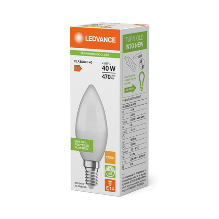 Żarówka LED B37 E14 4.9W = 40W 470lm 2700K Ciepła Biała LEDVANCE