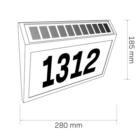 Lampa Solarna LED Elewacyjna Podświetlany Numer Domu Kinkiet 6000K IP44