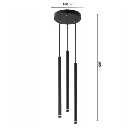Lampa Sufitowa Oprawa Wisząca Zwis 3x G9 Okrągła Czarna Matowa Piero Masterled