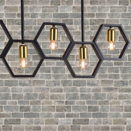 Lampa Sufitowa Wisząca Dekoracyjna 5x E27 Czarna Złota Honey Sanico Goldlux