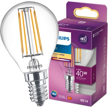 Żarówka LED E14 P45 4,3W = 40W 470lm 2700K Ciepła Filament PHILIPS