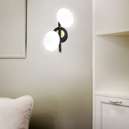 Kinkiet Ścienny Lampa Natynkowa 2x G9 Czarna Złota Elipse Elegance Kobi