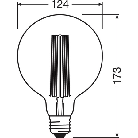 Żarówka LED Dekoracyjna G125 Kula E27 11W = 42W 500lm 1800K Ciepła 320° Dymiona Filament Ściemnialna Vintage 1906 Osram