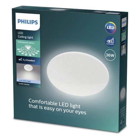 Lampa Sufitowa Plafon LED 36W 3800lm 4000K Neutralna Efekt Gwiazd Moire CL200 Philips