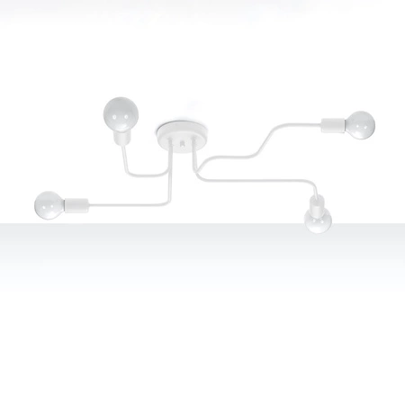 Lampa Sufitowa Oprawa Natynkowa Wisząca Zwis 4x E27 Żyrandol Nieregularna Biała Industrialna Vector Sollux