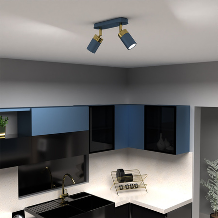 Lampa sufitowa JOKER NIEBIESKI ZŁOTY 2 x GU10 MILAGRO Metal styl nowoczesny