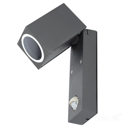Lampa Ogrodowa Kinkiet Elewacyjny Zewnętrzny GU10 z Czujnikiem Ruchu IP44 Szara Quazar Kobi