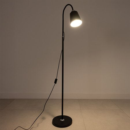 Lampa Stojąca Podłogowa Stołowa LED E27 Czarna z Regulacją Wysokości Kalso Lumiled