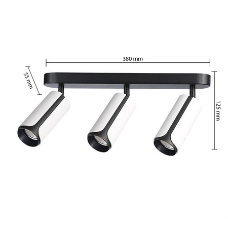 Lampa Sufitowa Spot Tuba Reflektor Oprawa Halogenowa 3x GU10 Ruchomy Czarny Biały Sento Masterled