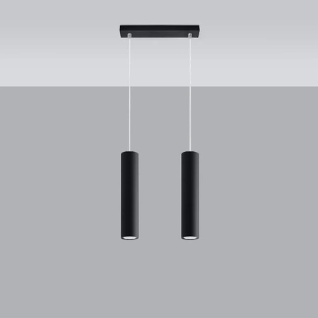 Lampa Sufitowa Wisząca Zwis 2x GU10 Tubularna Czarna Nowoczesna Lagos Sollux