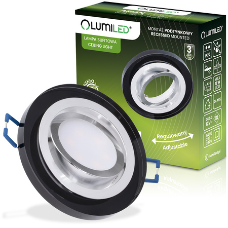 Oprawa Halogenowa Podtynkowa Lampa Sufitowa Szklana Okrągła Ruchoma GU10 ARIAN LUMILED