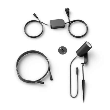 Reflektor Ogrodowy Wbijany LED 8W 590lm IP65 White and Color Ambiance RGB + TW Czarna Inteligentna SMART Zigbee Bluetooth Lily Philips HUE