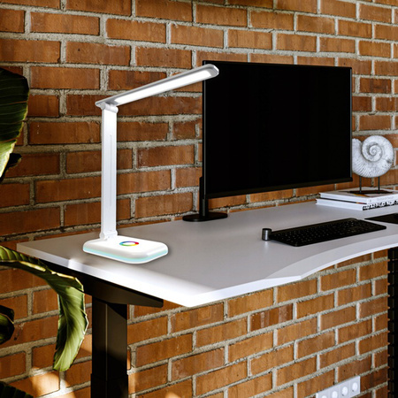 Lampka Biurkowa Stołowa Regulowana Nocna ALMA LED 12W 960lm CCT + RGB Ściemnialna Biała MasterLED