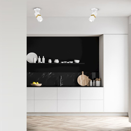 Lampa sufitowa ścienna Kinkiet 1x GU10 Spot Loft Biały + Złoty VIDAR Milagro