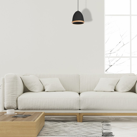 Lampa wisząca STUDIO 1xE27 Klasyczne Klosze Drewniane Wykończenie Czarna MLP8852 Milagro Metal + Drewno