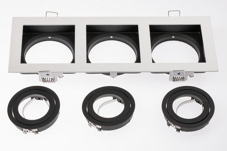 Oprawa HALOGENOWA GEMINUS Podtynkowa Ruchoma KWADRAT Biała 3x GU10