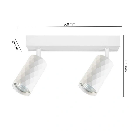 Lampa Sufitowa Spot Tuba Reflektor Oprawa Halogenowa 2x GU10 Ruchomy Biały Glamour Masterled
