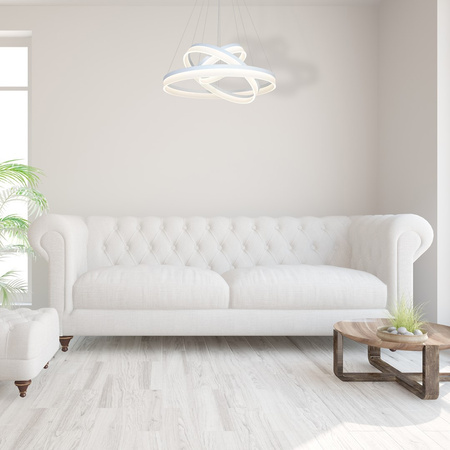 Lampa wisząca RING 4080 trzy okregi białe 114W LED + PILOT IP20 Metal i akryl styl nowoczesny Milagro