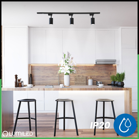 Zestaw Szyna Oświetleniowa Szynoprzewód 1m + 4x Reflektor Szynowy SAGI GU10 Czarno Złoty LUMILED