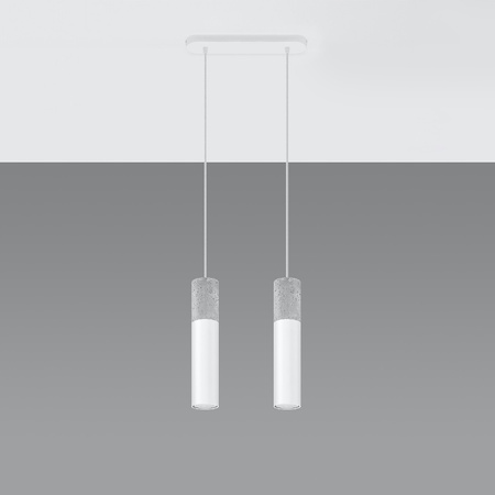 Lampa Sufitowa Wisząca Zwis 2x GU10 Tubularna Biała Szara Nowoczesna Borigio Sollux