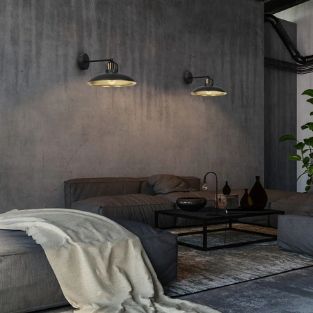 Lampa Ścienna Kinkiet FELIX Czarna Złota 1xE27 Milagro