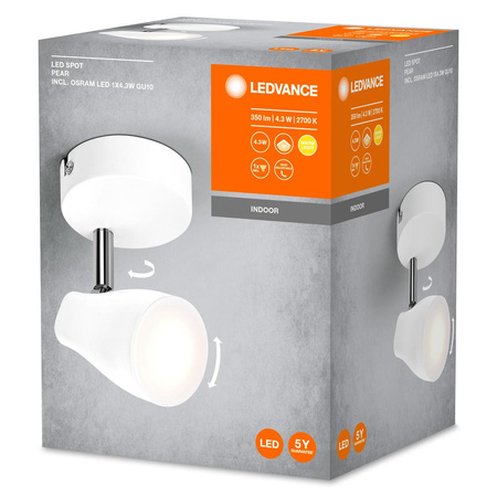 Lampa Sufitowa LED Reflektor Regulowany Punktowy 4.3W 210lm 3000K Ciepła Biały Spot Ledvance