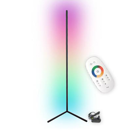 Lampa Stojąca Narożna Podłogowa Czarna 20W RGB Zmiana Kolorów Pilot