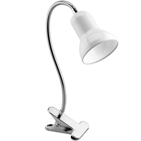 Lampka Biurkowa Stołowa Regulowana DONA Szkolna Nocna E27 Klips Biała LUMILED