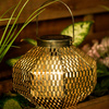 Lampa LED solarna Lampion ogrodowa filament LATARENKA wisząca metalowa miedziana