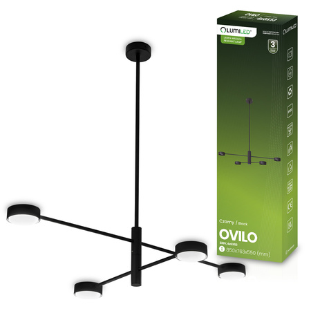 Lampa Sufitowa Wisząca LED 4x GX53 Ścienna Czarna OVILO LUMILED