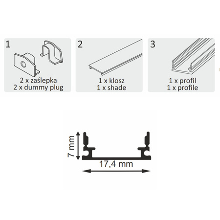 Profil Aluminiowy Osłona do Taśm Pasków LED Czarny 1m Sanico Goldlux