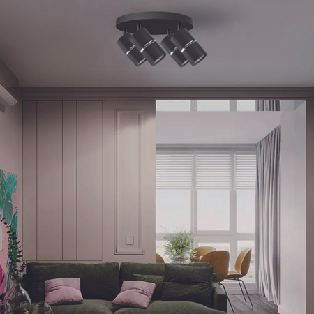 Plafon Regulowany 4x GU10 Czarna Srebrna BAMBOO Sanico Goldlux