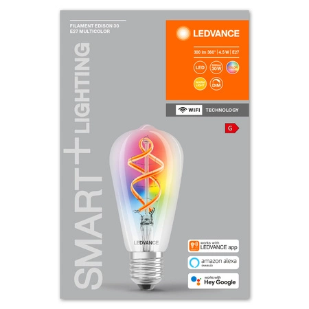 Żarówka LED E27 4.5W = 30W 300lm Ściemnialna SMART+ WiFi Filament Edison Ledvance