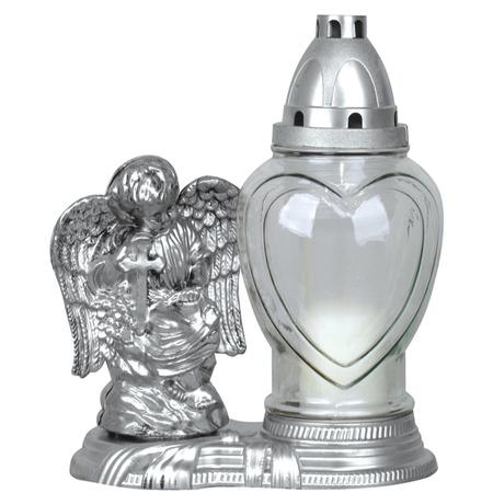 4x Znicz Szklany na Wkład Anioł 28h Całoroczny 23,5cm