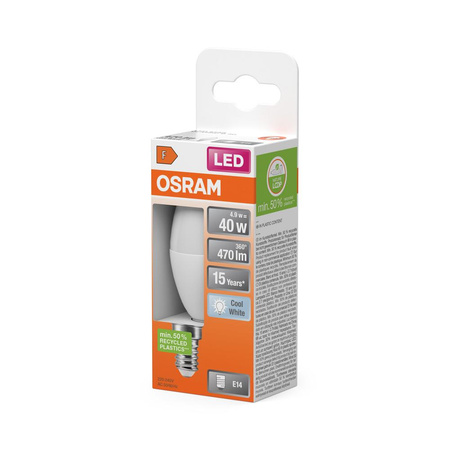 Żarówka LED B37 Świeczka E14 4.9W = 40W 470lm 4000K Neutralna 180° STAR CLASSIC Osram