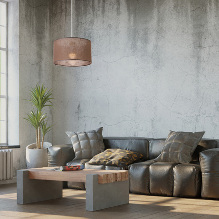 Lampa Wisząca Sufitowa VIVIAN E27 Abażur Brązowa LM-1.209 Lamkur