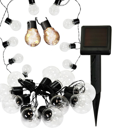 GIRLANDA SOLARNA ogrodowa OZDOBNA Łańcuch 3,8m 10 kuleczek 3000K ciepła