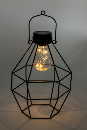 Lampa Solarna LED Zewnętrzna Ogrodowa Stojąca Wisząca Latarenka 3000K IP44 25cm Czujnik Zmierzchu