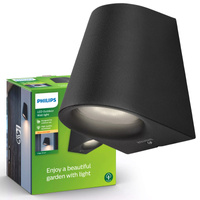 Kinkiet Ogrodowy Lampa Elewacyjna Zewnętrzna LED 3W 270lm 2700K IP44 Czarna Virga Philips