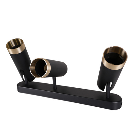 Oprawa Ścienno-Sufitowa Reflektor Punktowy 3x GU10 Czarna Złota FADO Sanico Goldlux