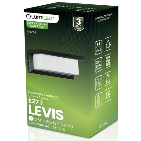 Lampa Ogrodowa Kinkiet Elewacyjny E27 Prostokątny LEVIS LUMILED