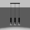 Lampa Sufitowa Oprawa Natynkowa SPOT TUBA 3x GU10 Wisząca Zwis Tubularna Czarna Chrom Nowoczesna Loopez Sollux