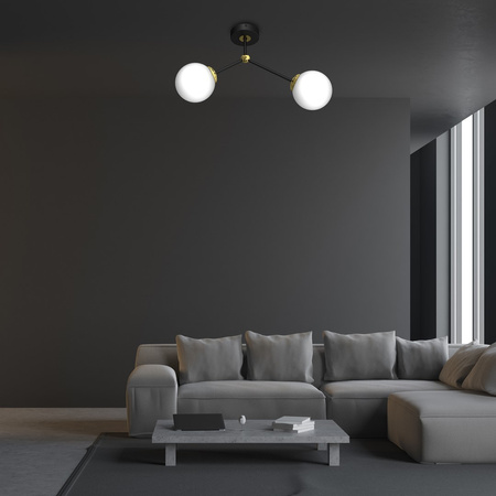 Lampa Sufitowa JOY Czarna Złota 2xE14 Milagro